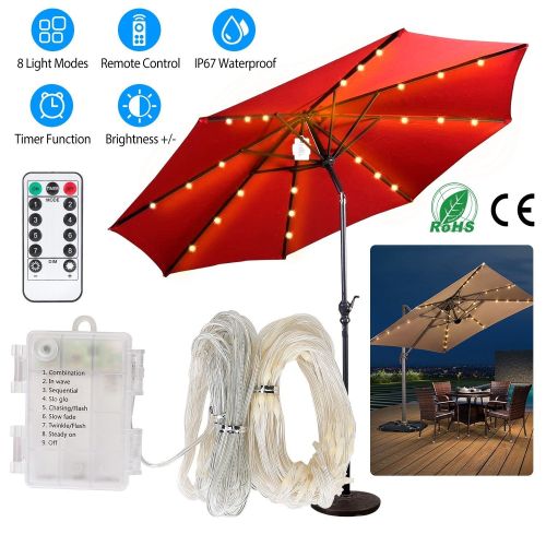 Patio Umbrella Lights 8 Lighting Mode Waterproof Parasol Timer Lamps W/ Remote Controller 104 LED 8 Bundles Warm White - Warm White Patio Umbrella Lights 8 Lighting Mode Waterproof Parasol Timer Lamps W/ Remote Controller 104 LED 8 Bundles Warm White - Warm White