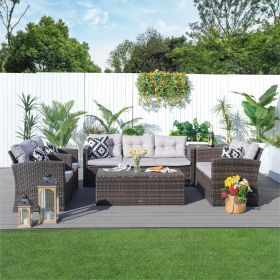 Direct Wicker Outdoor Patio Conversation Set with Storage Box with Cushion - Dark Brown