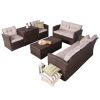 Direct Wicker Outdoor Patio Conversation Set with Storage Box with Cushion - Dark Brown